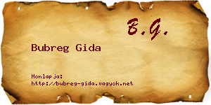 Bubreg Gida névjegykártya